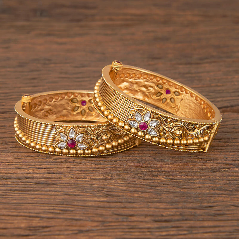 Antique Openable Bangles with Matte Gold Plating 2.4